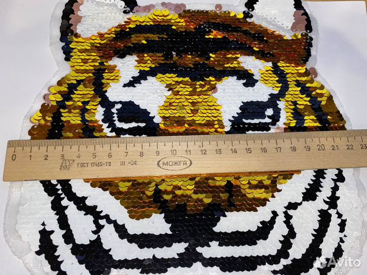 Нашивка тигр пайетки аппликация для одежды