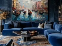 Уникальная картина текстурной пастой Лодки Венеции