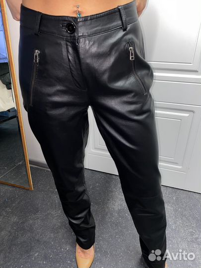Кожаные брюки женские 42