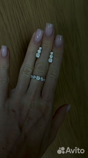 Серьги и кольцо серебро