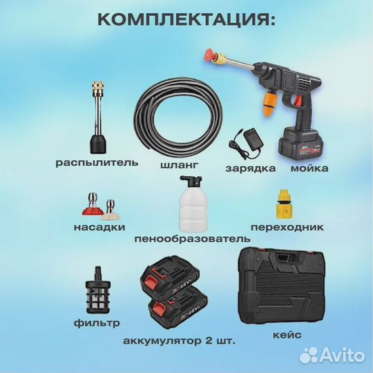 Автомойка высокого давления аккумуляторная в кейсе