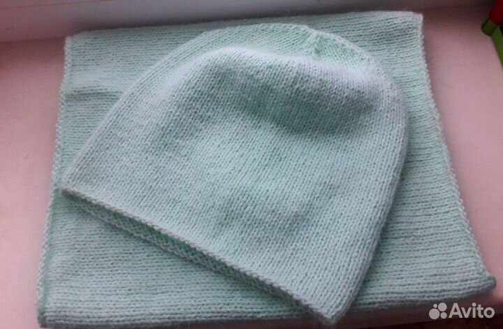 Шапка бини и снуд из пуха норки