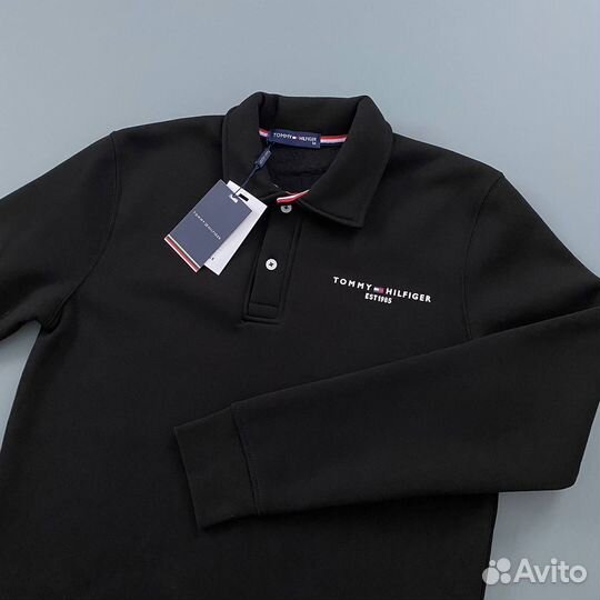 Tommy hilfiger свитшот на пуговицах черный (флис)