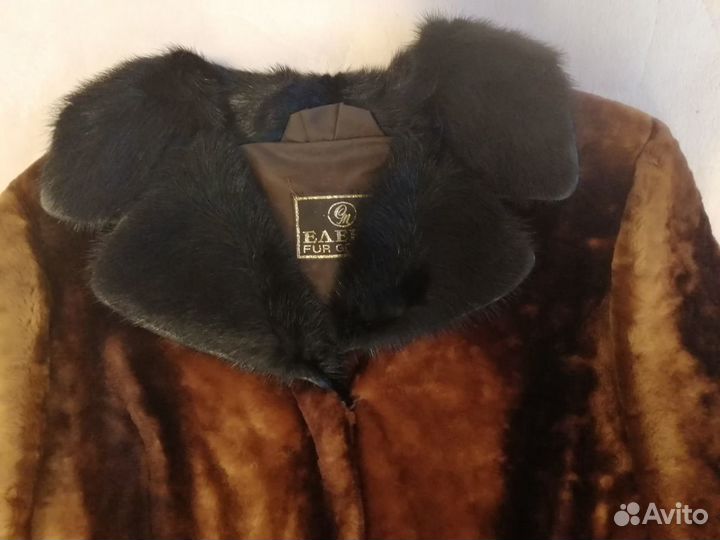Полушубок (куртка) из мутона с норковым воротником