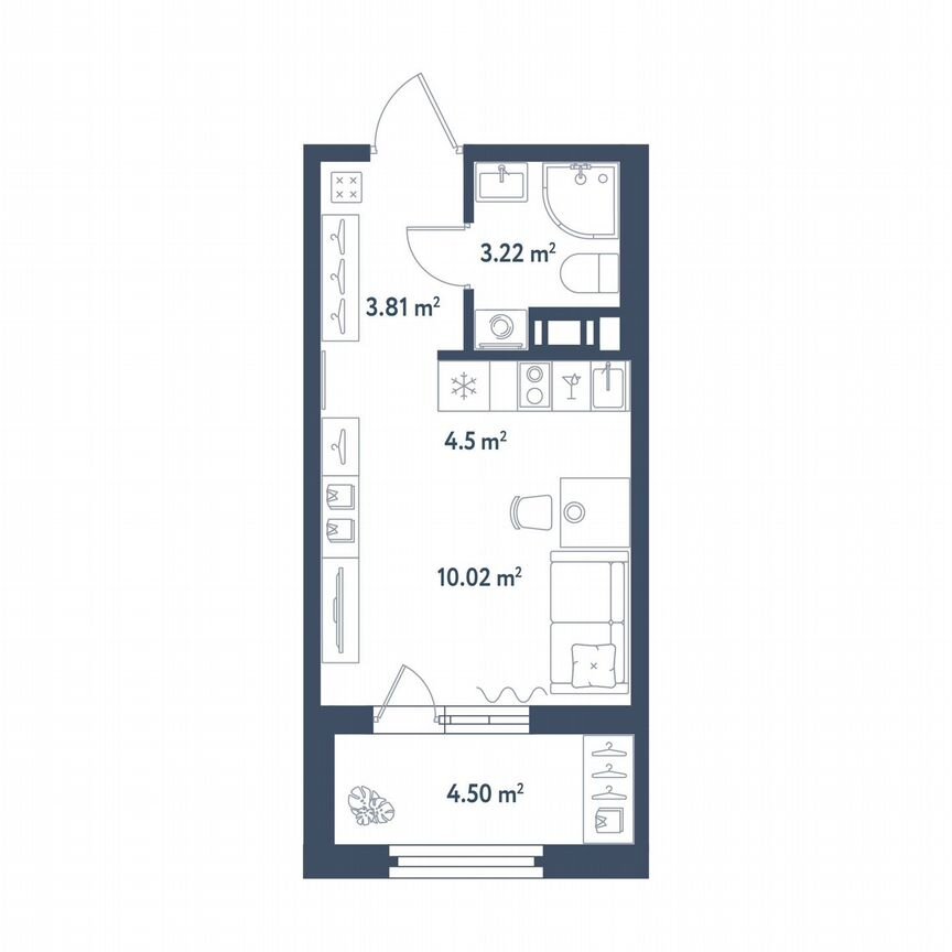 Квартира-студия, 23,8 м², 10/11 эт.