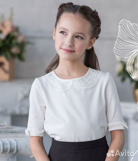 Блузка для девочки школьная белая