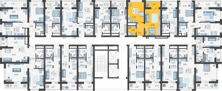 1-к. квартира, 38 м², 12/19 эт.