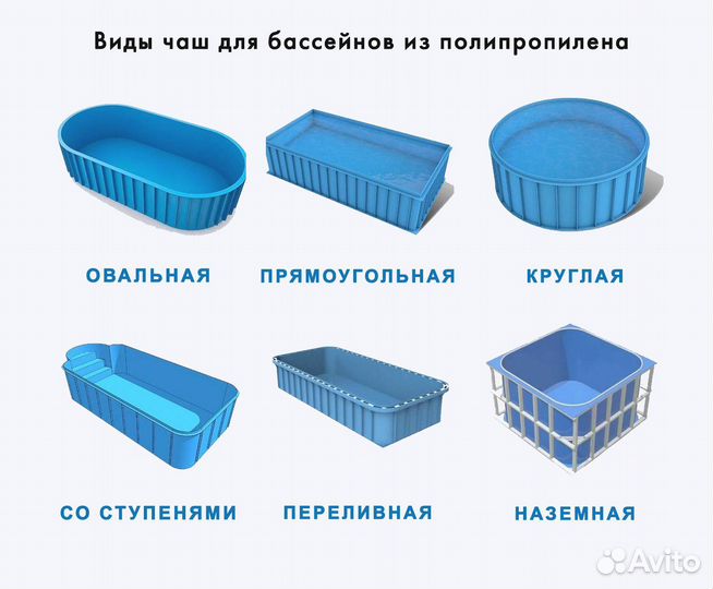 Чаша для бассейна 7х3 из пластика