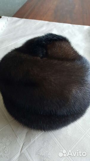 Шапка женская норка, тёмнокоричневая размер 57