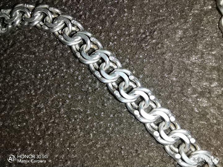 Мужская серебряная цепь бисмарк