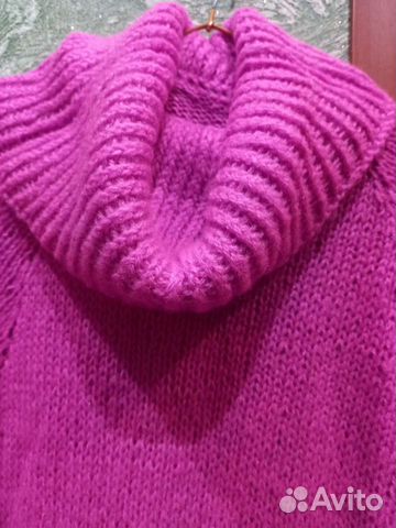Платье туника теплое вязаное ручная работа розовое
