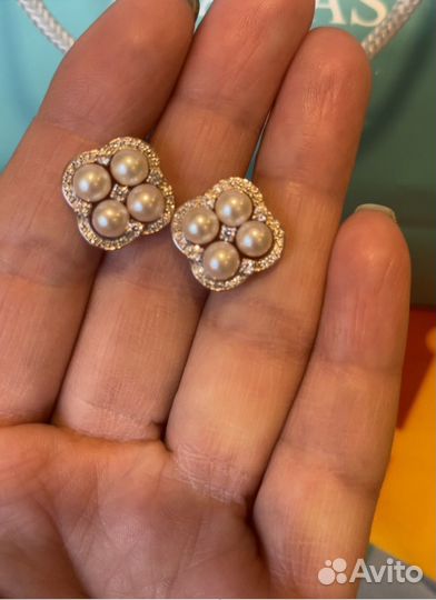 Серьги золотые с жемчугом новые