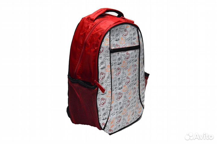 Рюкзак школьный Кот Саймон, красный, 44х30х17 см