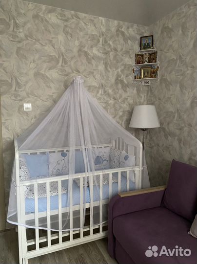 Детская кроватка с поперечным маятником+матрас