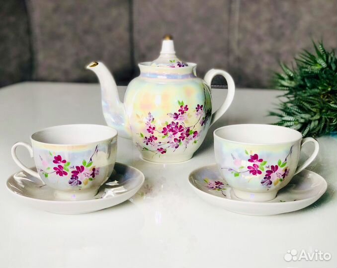 Фарфоровый чайный сервиз Багульник Дулево 96г