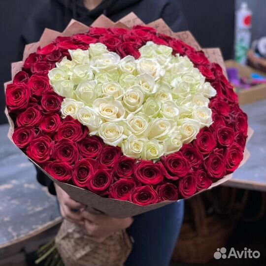 Букет сердце из 101 розы