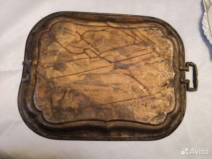 Поднос старинный, латунный