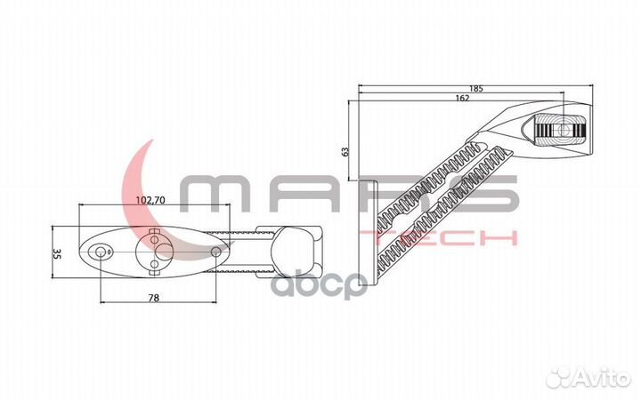 Фонарь габаритный рожок LED 24V прямоуг. белые