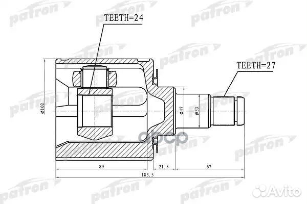 Шрус внутренний 27x47x24 toyota land cruiser PR