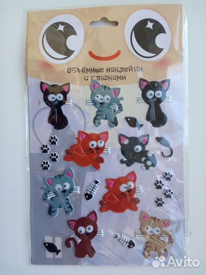 Пакет новых наклеек кошки и другие (стикеры)