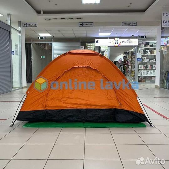 Палатка 2 места 1 слой оранжево зеленая