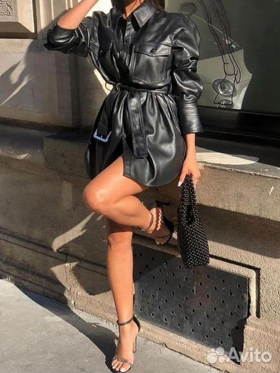 Платье Zara из эко кожи