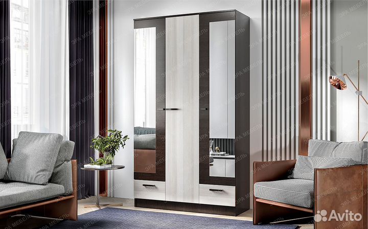 Распашной шкаф с зеркалом Адель 1,2