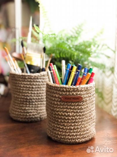 Карандашница из джута