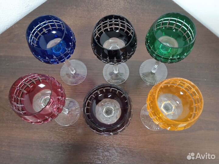 Комплект бокалов фужеров цветное стекло