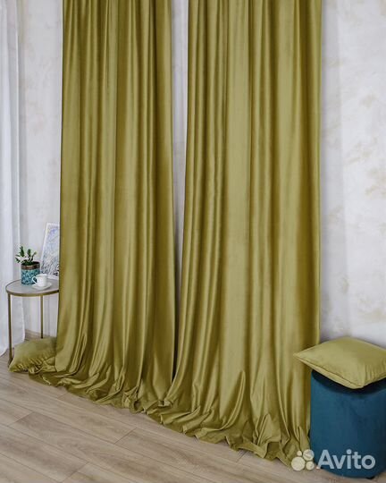 Шторы бархат Беллиссимо темный янтарь пошив