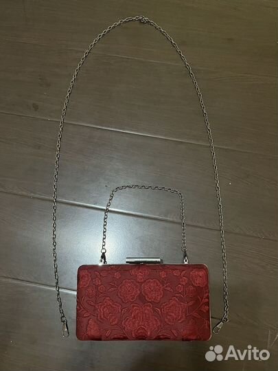 Клатч женский бордовый замша