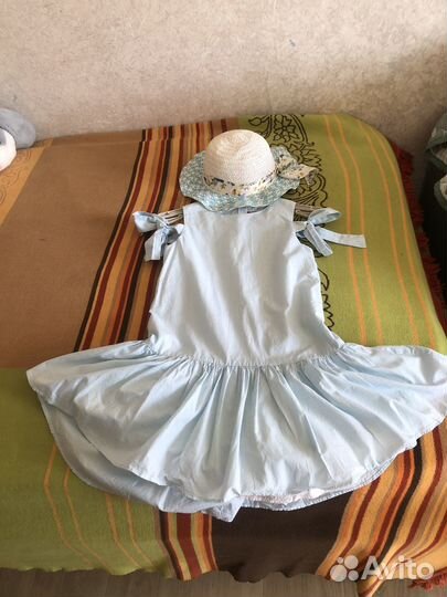 Платье нарядное летнее и шляпа Button Blue 7-8л