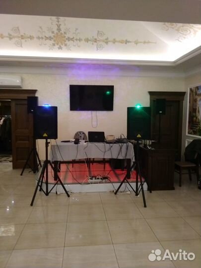 Поющая ведущая и DJ с аппаратурой