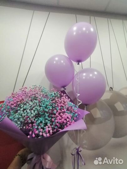 Воздушный шар букет гипсофила подарок живые цветы