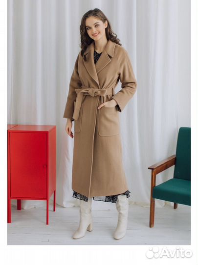 Пальто бежевое, шерсть