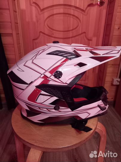 Шлем Кроссовый Ataki SC-16 красный/белый