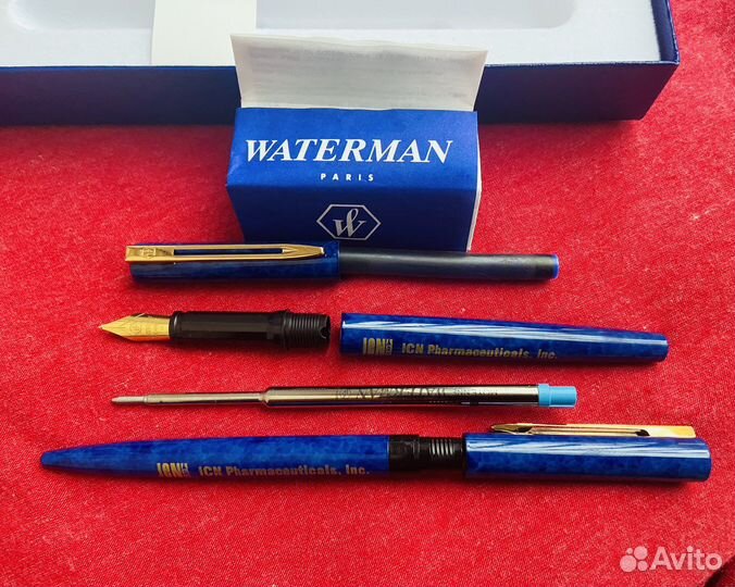 Waterman набор 2 ручки синий мрамор