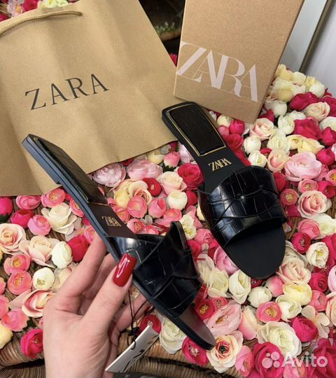 Шлепки женские zara натуральные