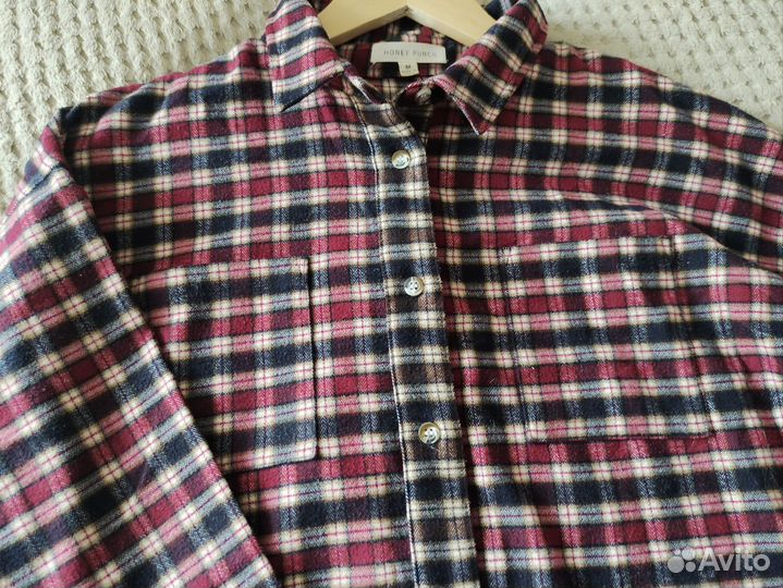 Теплая рубашка женская в клетку 46 размер