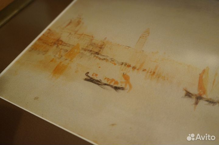 Постер в раме. Акварель. Вид канала Джудекка