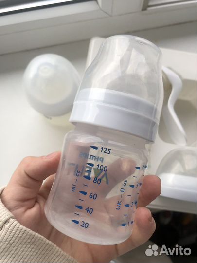 Молокоотсос avent ручной с бутылочками