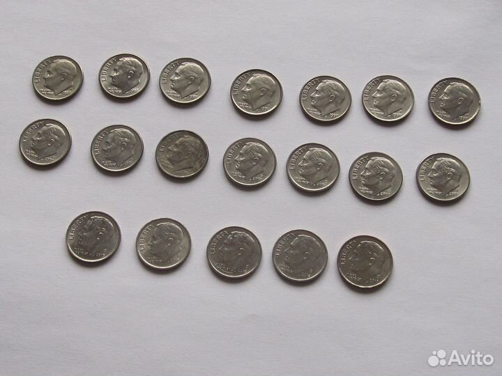 1, 5, 10 и 25 центов США регулярного чекана 94 мон