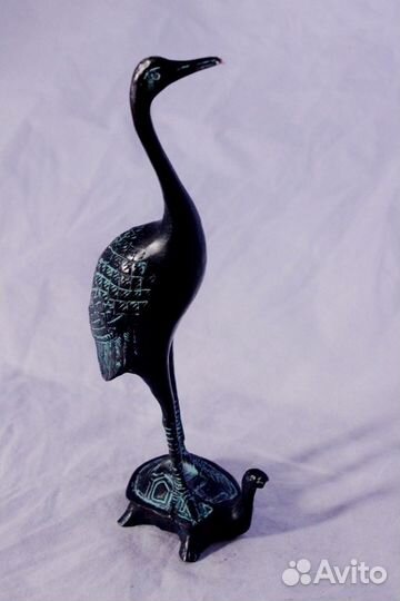 Журавль на Черепахе - Статуэтка из Бронзы ru*668