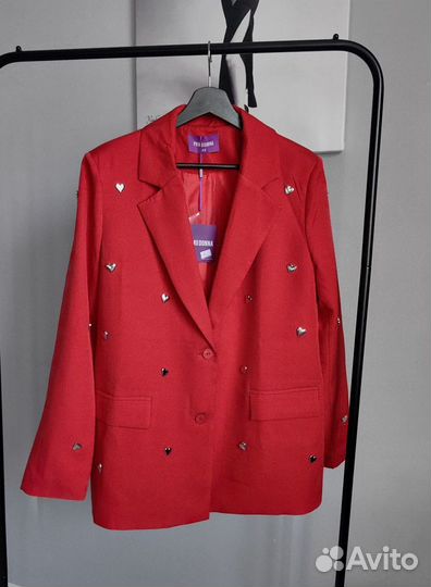 Пиджак женский оверсайз жакет красный новый 46-48
