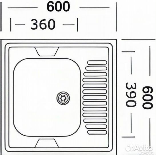 Мойка накладная 60 х 60 левая