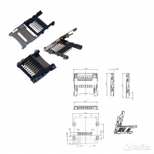 1 шт Держатель micro SD карты microSD SMD 8pin 1.8