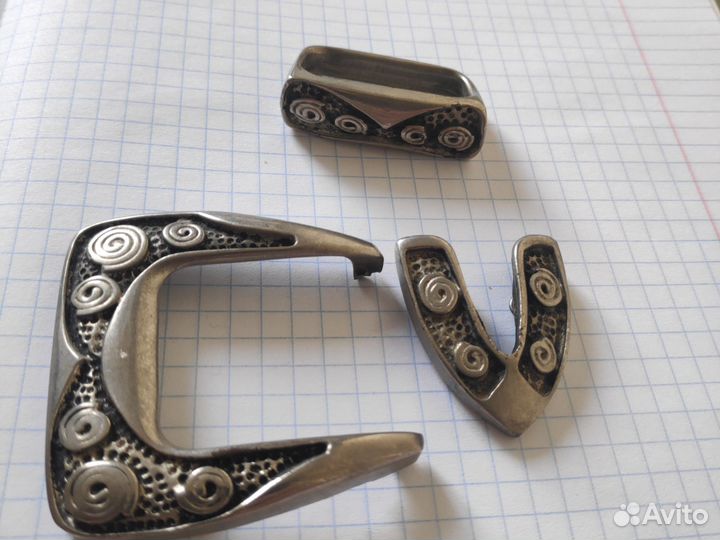 Фурнитура для мужского ремня, латунь, серебро