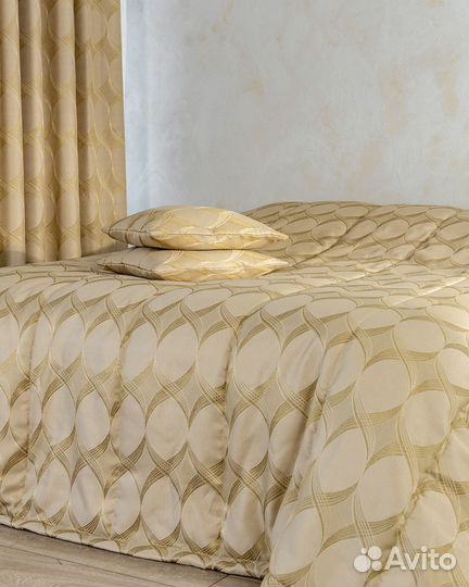 Покрывало жаккард Альба золотой песок новое