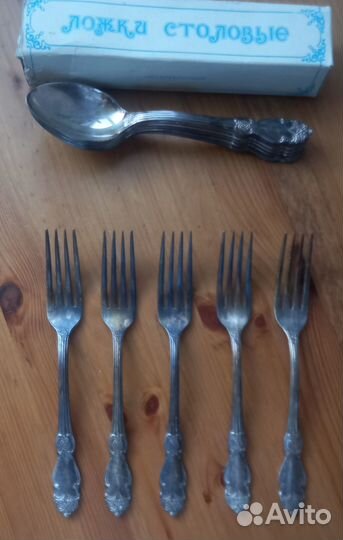 Вилки столовые посеребренные СССР Серебряная роза