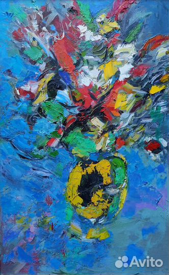 Интерьерная картина маслом букет цветов